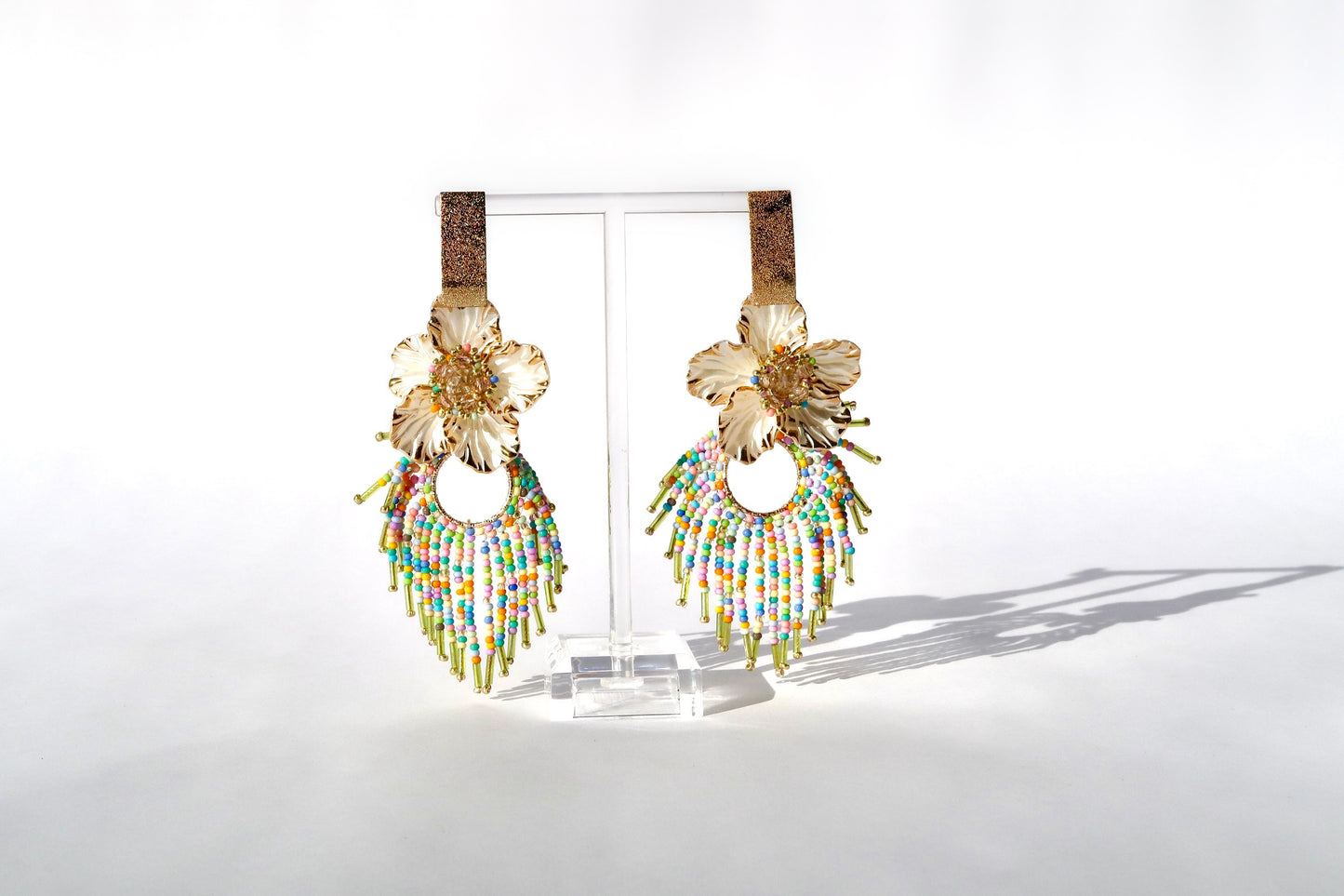 Colorful Beaded Floral Earrings