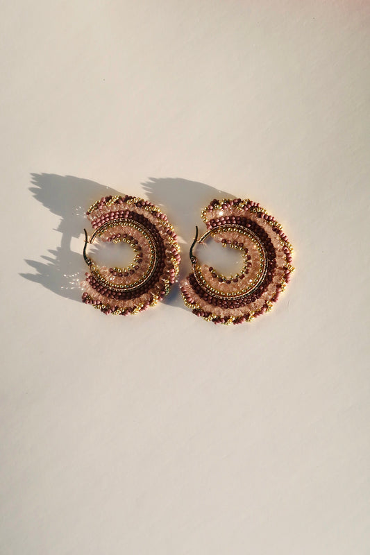 Handmade Purple and Gold Beaded Earrings