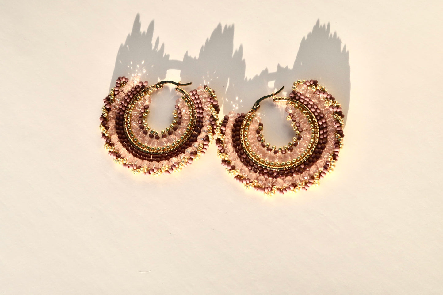 Handmade Purple and Gold Beaded Earrings