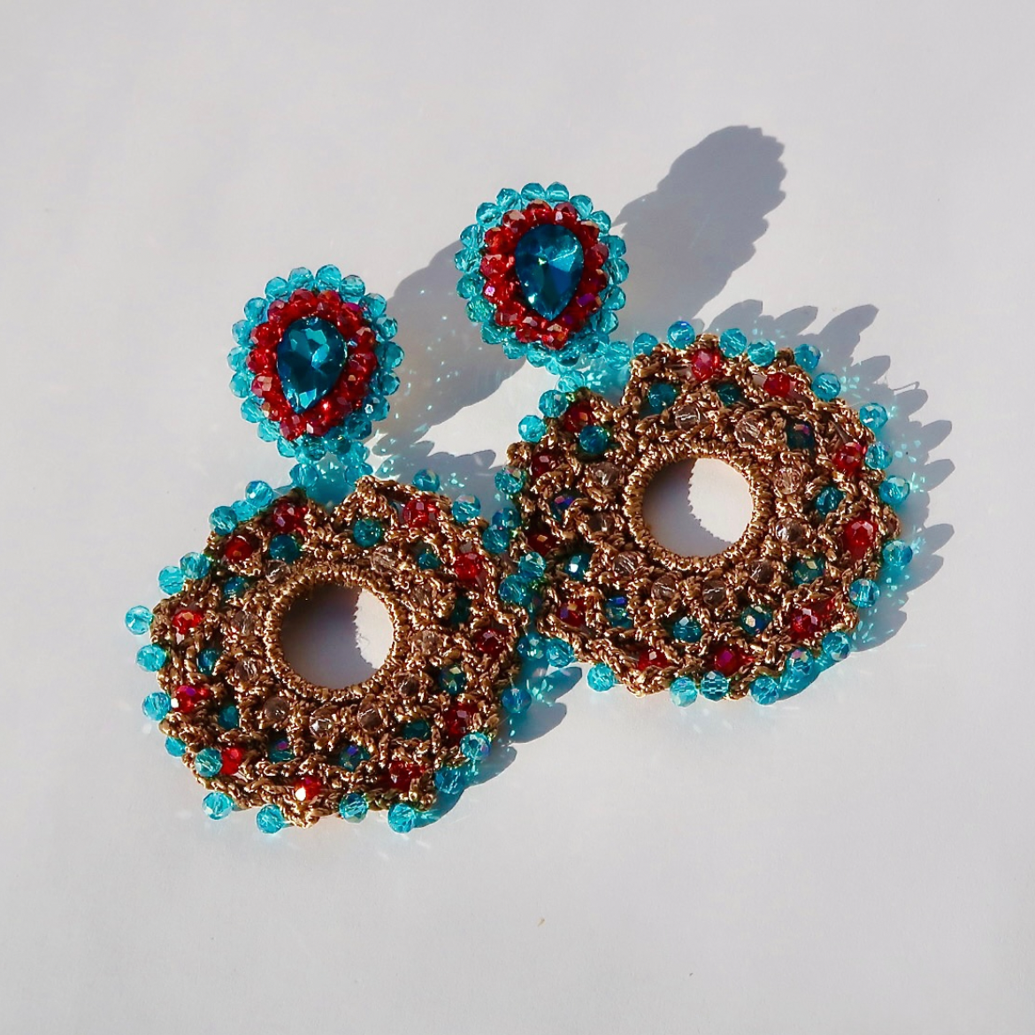 Handmade Circle Round Drop Earrings